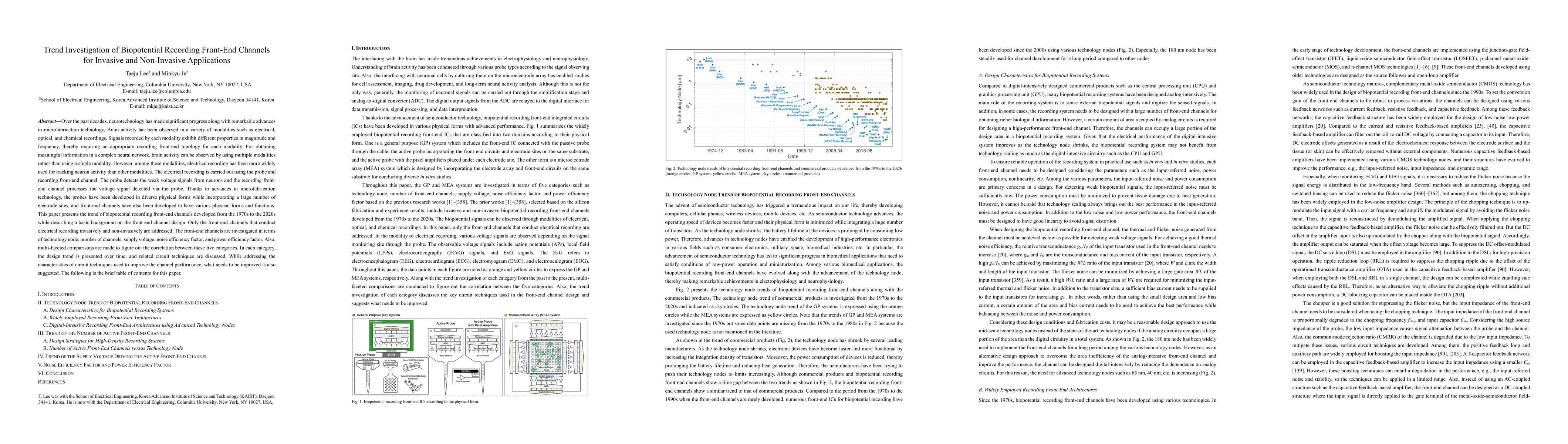 Thumbnail for Trend Investigation of Biopotential Recording Front-End Channels for
  Invasive and Non-Invasive Applications