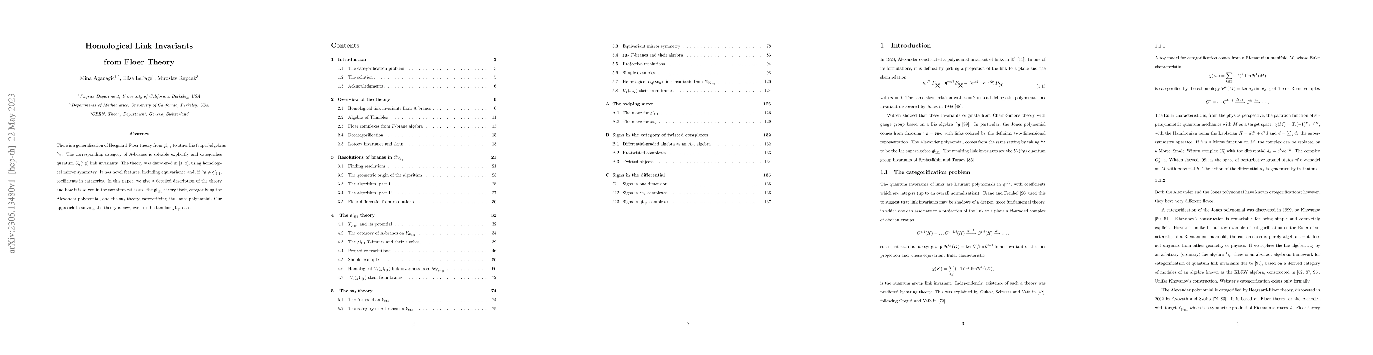 Thumbnail for Homological Link Invariants from Floer Theory