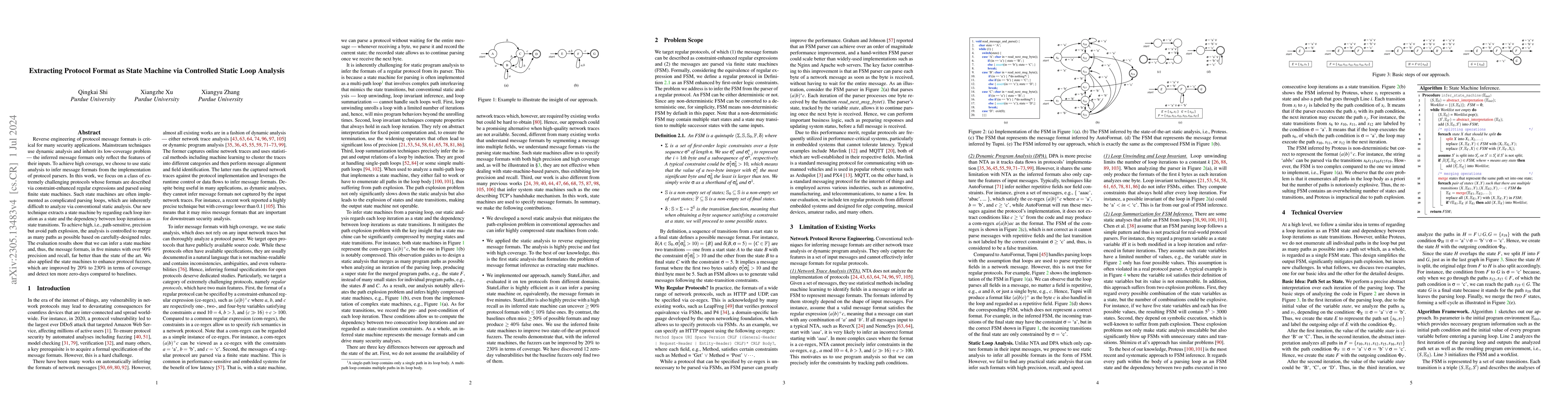 Thumbnail for Extracting Protocol Format as State Machine via Controlled Static Loop
  Analysis