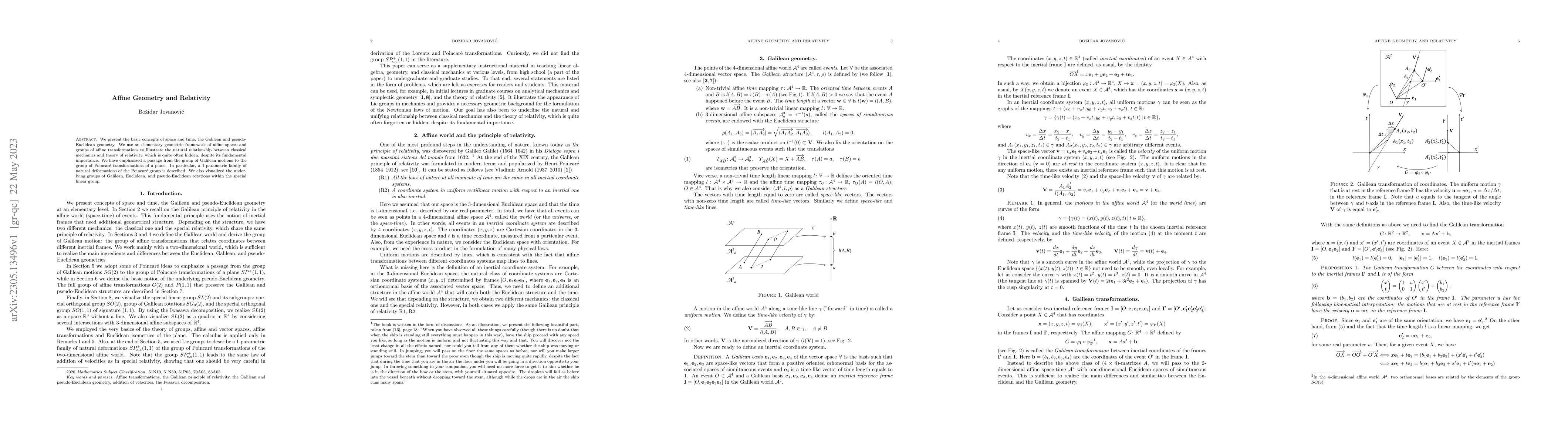 Thumbnail for Affine Geometry and Relativity