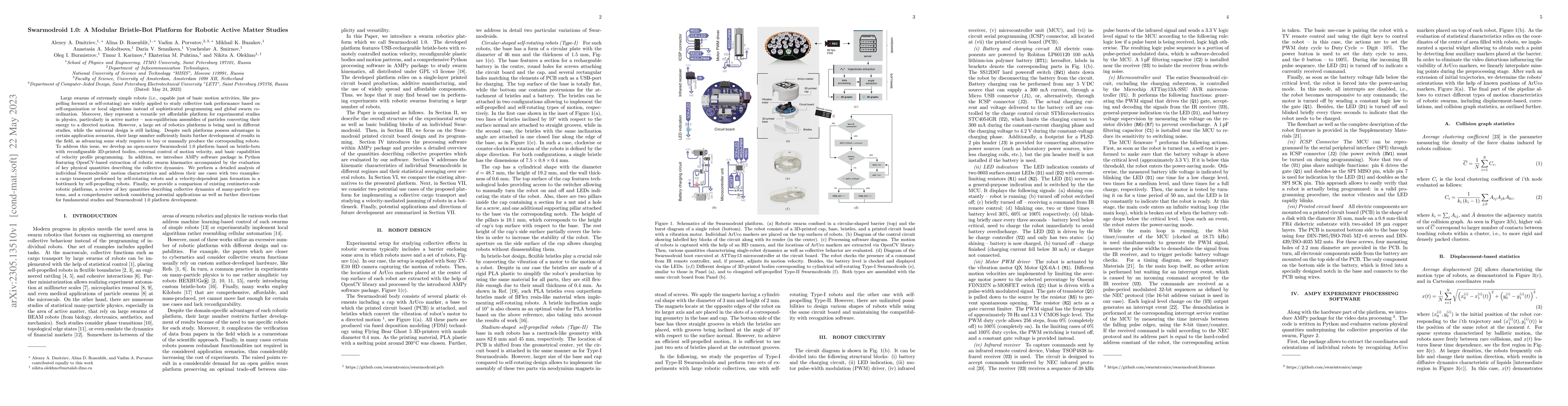 Thumbnail for Swarmodroid 1.0: A Modular Bristle-Bot Platform for Robotic Active
  Matter Studies