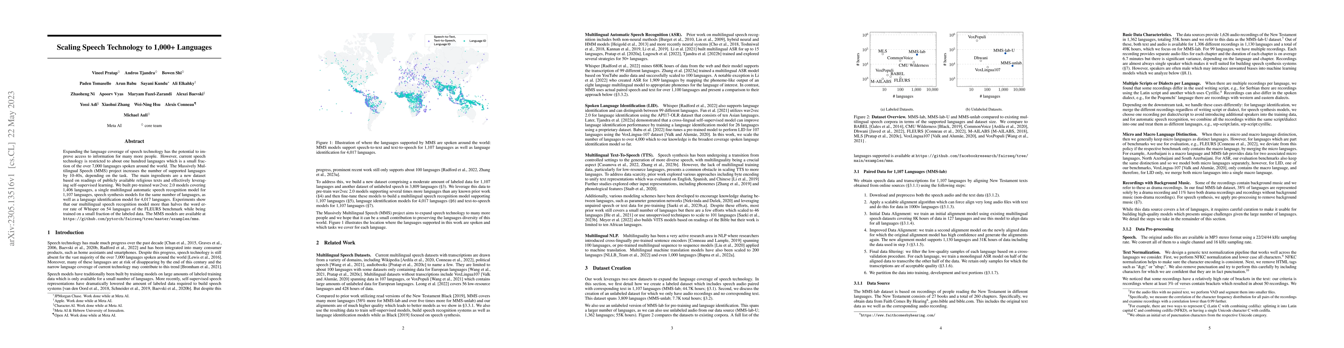 Thumbnail for Scaling Speech Technology to 1,000+ Languages