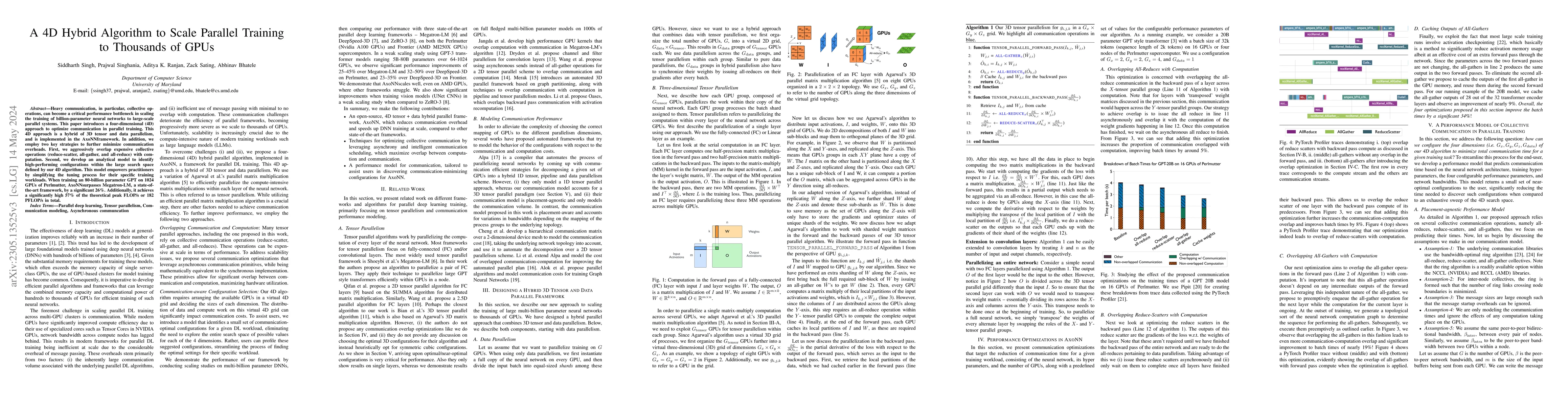 Thumbnail for A 4D Hybrid Algorithm to Scale Parallel Training to Thousands of GPUs