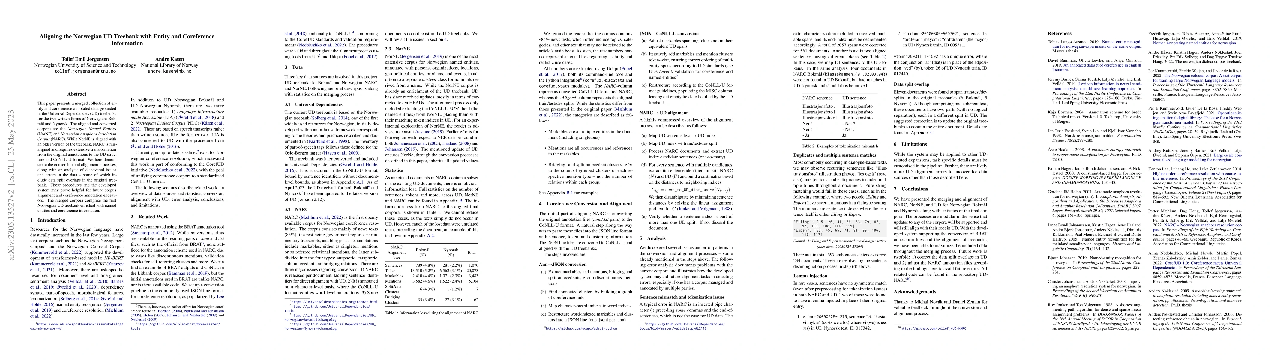Thumbnail for Aligning the Norwegian UD Treebank with Entity and Coreference
  Information