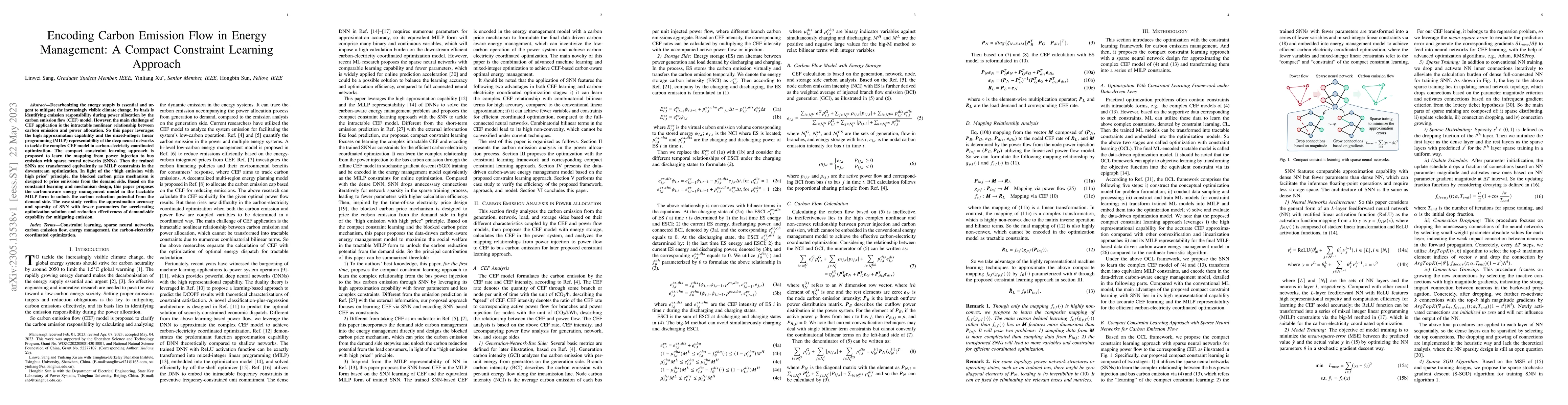 Thumbnail for Encoding Carbon Emission Flow in Energy Management: A Compact Constraint
  Learning Approach