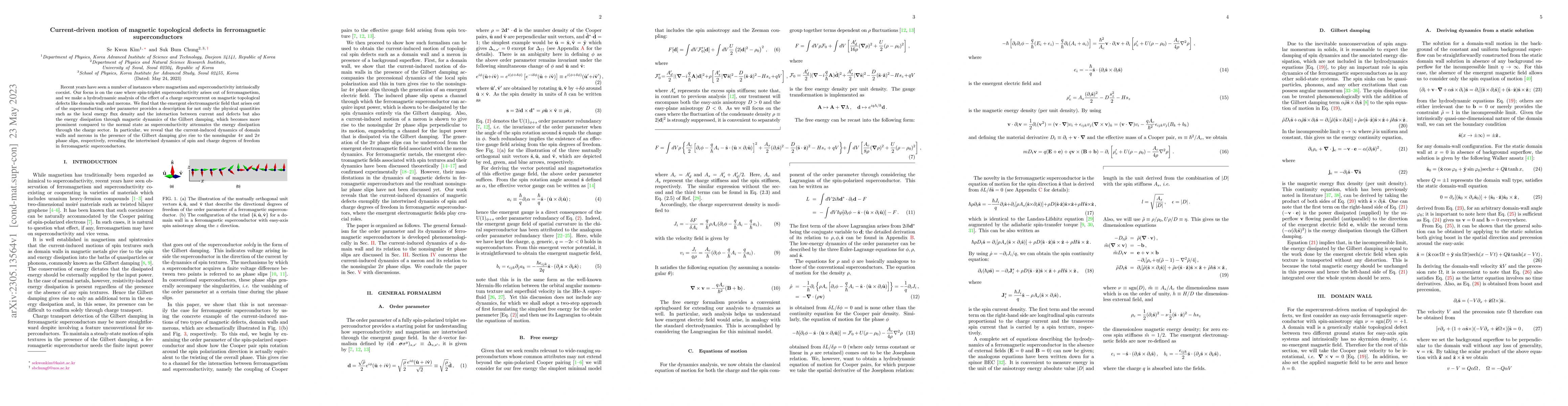 Thumbnail for Current-driven motion of magnetic topological defects in ferromagnetic
  superconductors