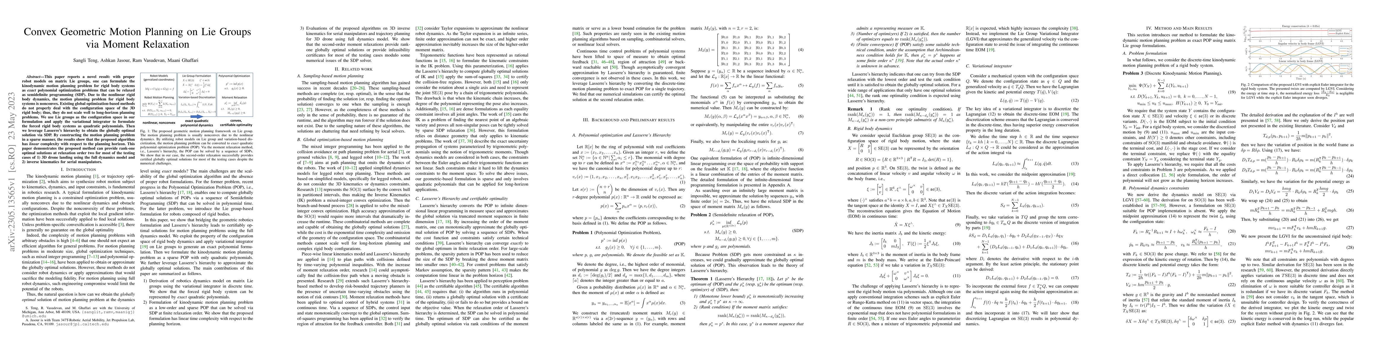 Thumbnail for Convex Geometric Motion Planning on Lie Groups via Moment Relaxation