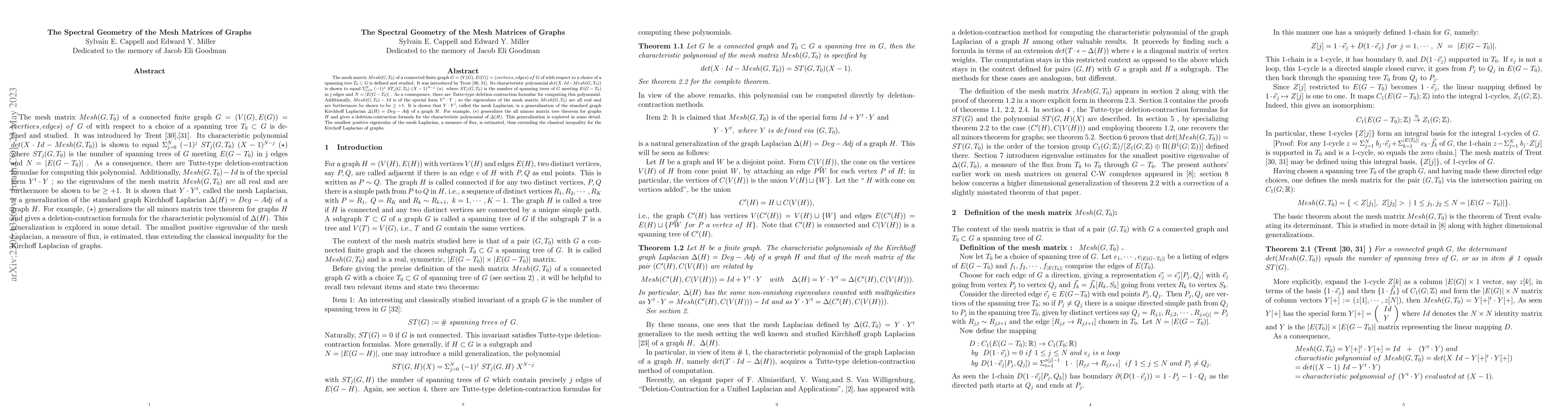 Thumbnail for The Spectral Geometry of the Mesh Matrices of Graphs