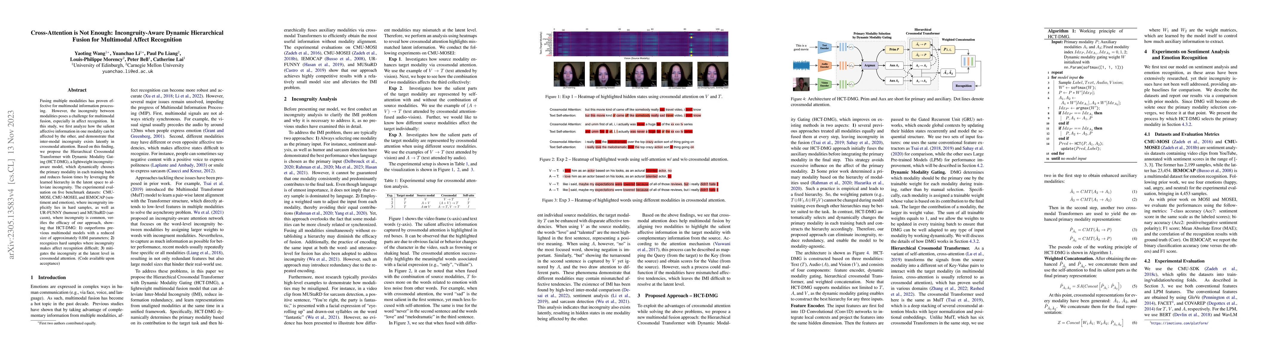 Thumbnail for Cross-Attention is Not Enough: Incongruity-Aware Dynamic Hierarchical
  Fusion for Multimodal Affect Recognition