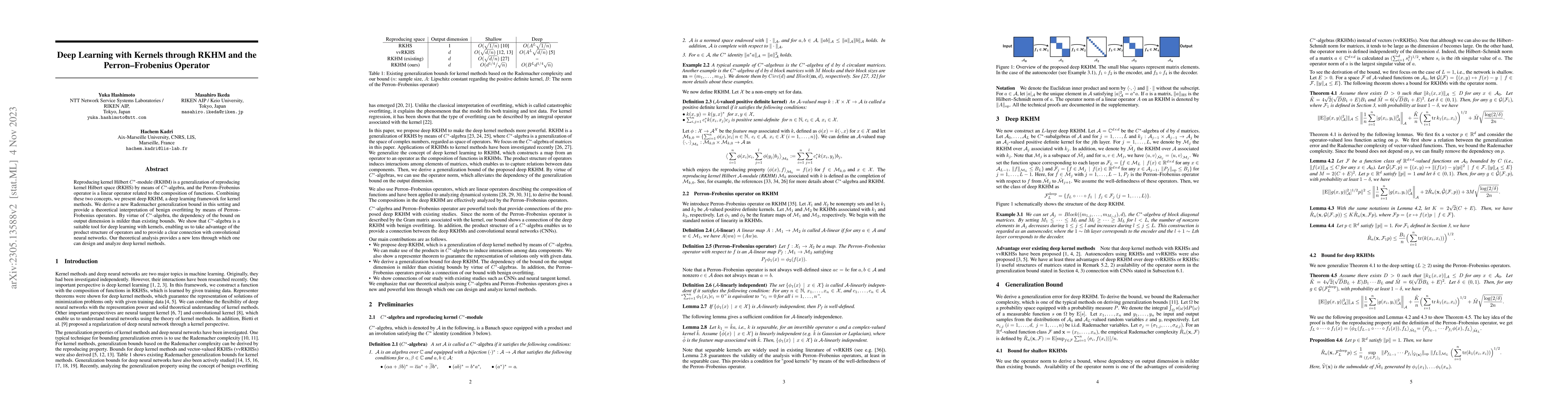 Thumbnail for Deep Learning with Kernels through RKHM and the Perron-Frobenius
  Operator