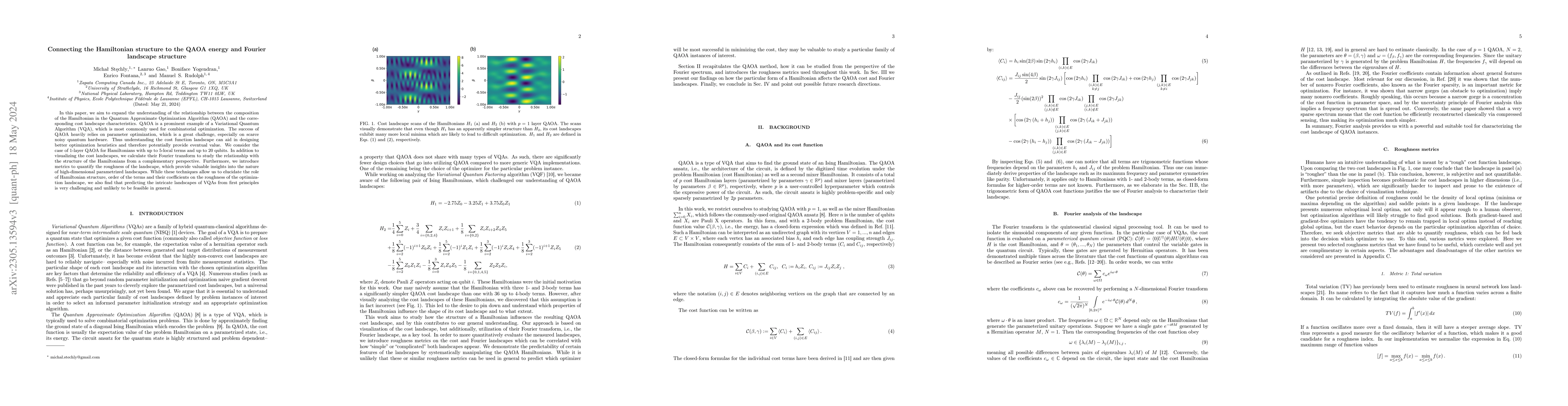 Thumbnail for Connecting the Hamiltonian structure to the QAOA energy and Fourier
  landscape structure