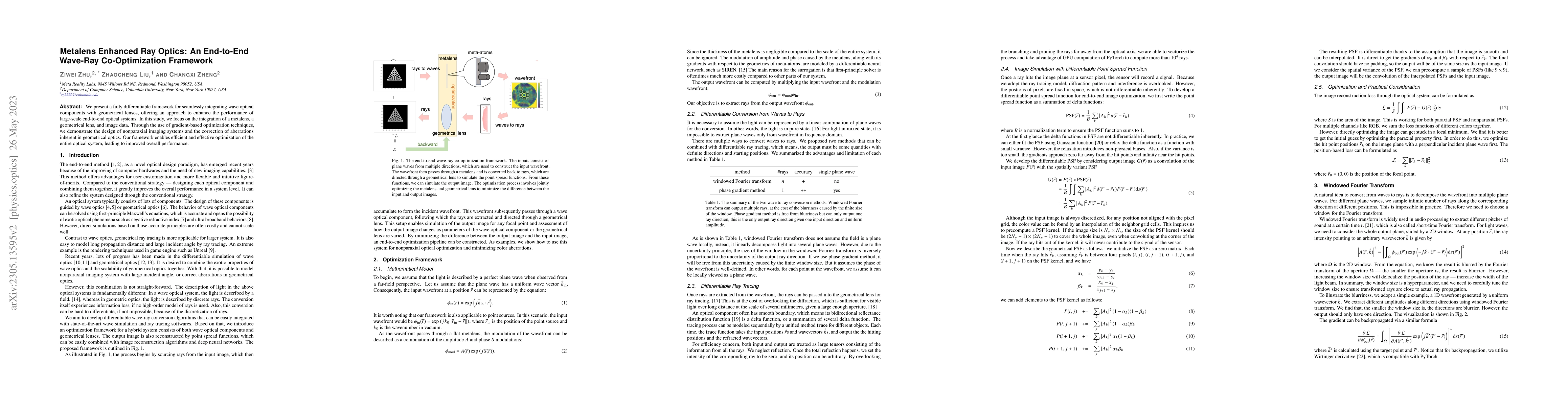 Thumbnail for Metalens Enhanced Ray Optics: An End-to-End Wave-Ray Co-Optimization
  Framework