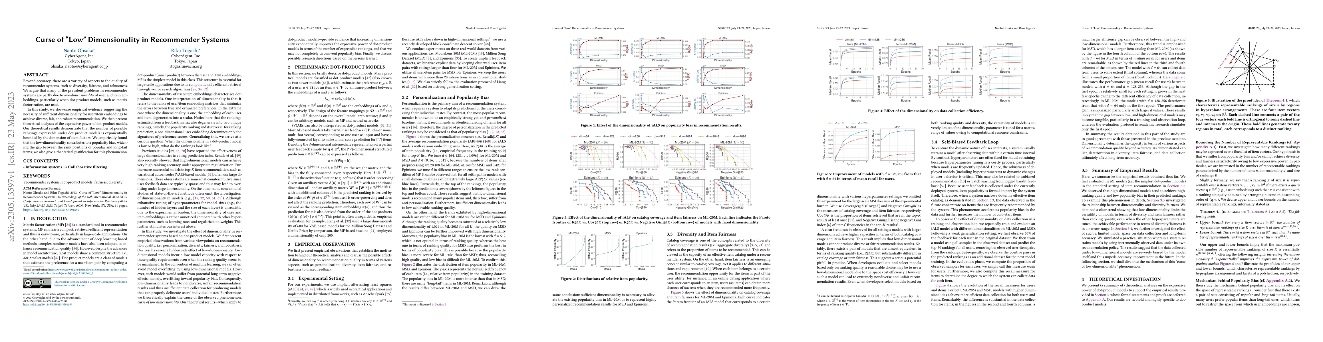 Thumbnail for Curse of "Low" Dimensionality in Recommender Systems