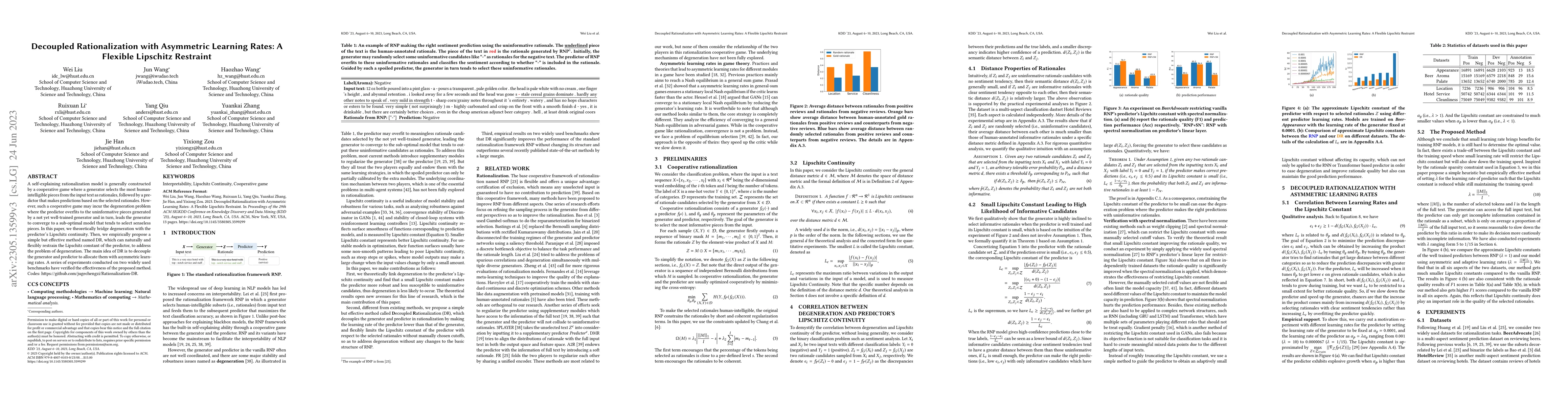 Thumbnail for Decoupled Rationalization with Asymmetric Learning Rates: A Flexible
  Lipschitz Restraint