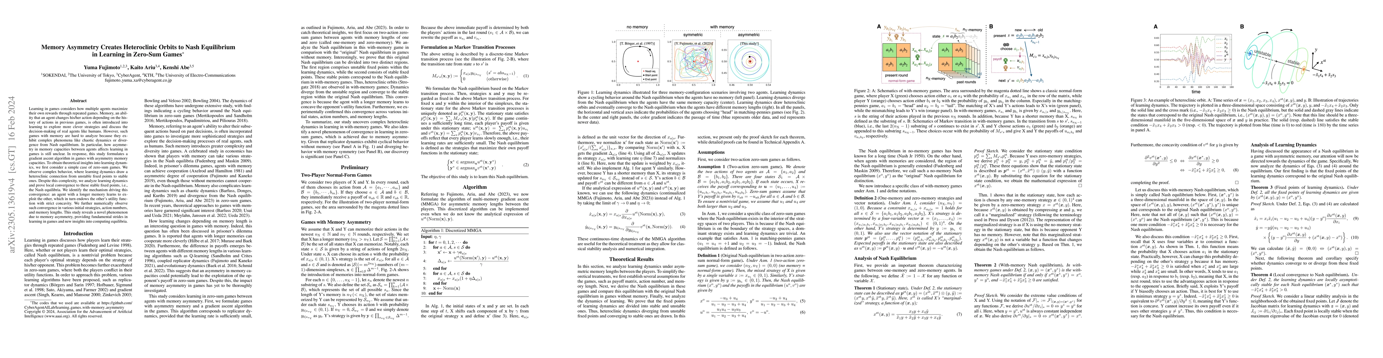 Thumbnail for Memory Asymmetry Creates Heteroclinic Orbits to Nash Equilibrium in
  Learning in Zero-Sum Games