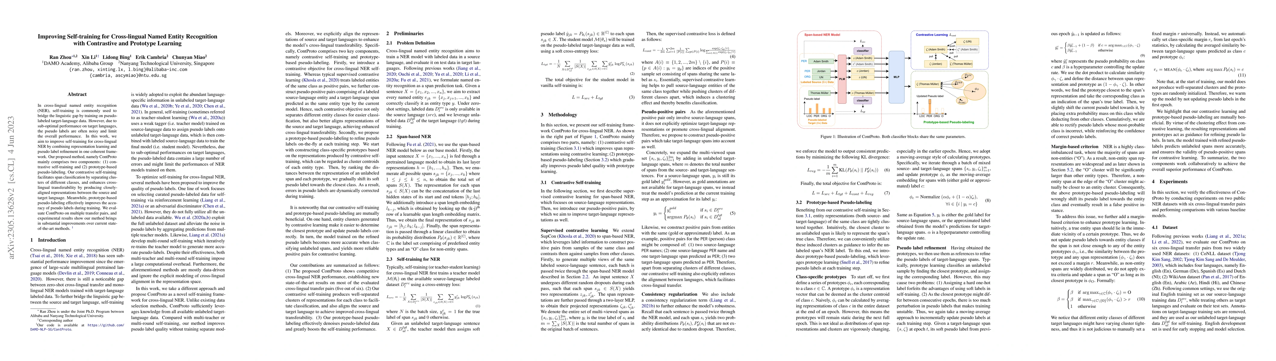 Thumbnail for Improving Self-training for Cross-lingual Named Entity Recognition with
  Contrastive and Prototype Learning