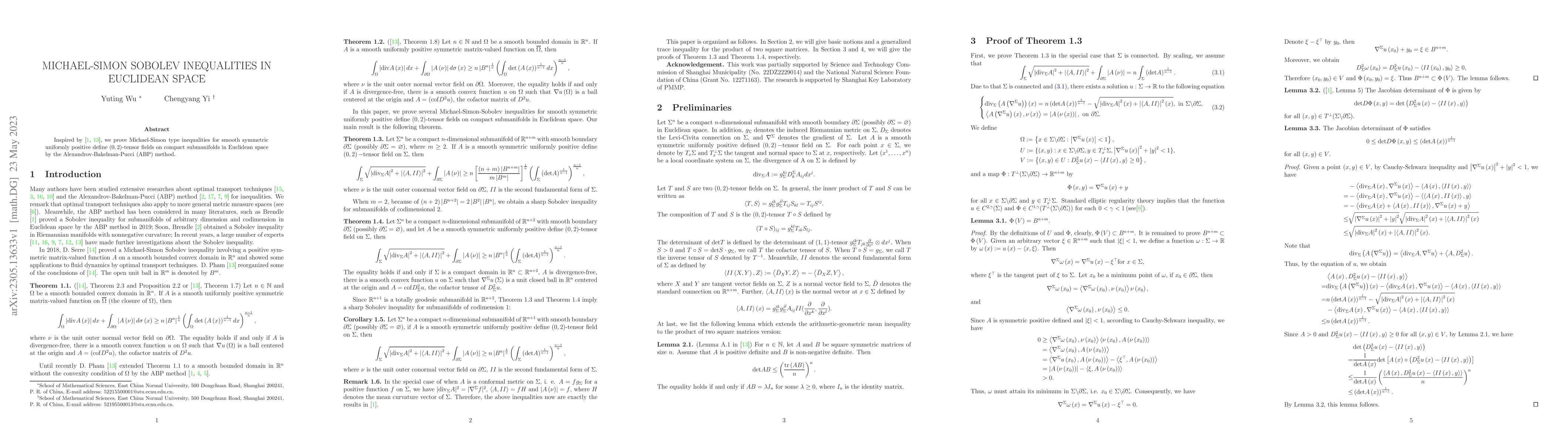 Thumbnail for Michael-Simon Sobolev inequalities in Euclidean space