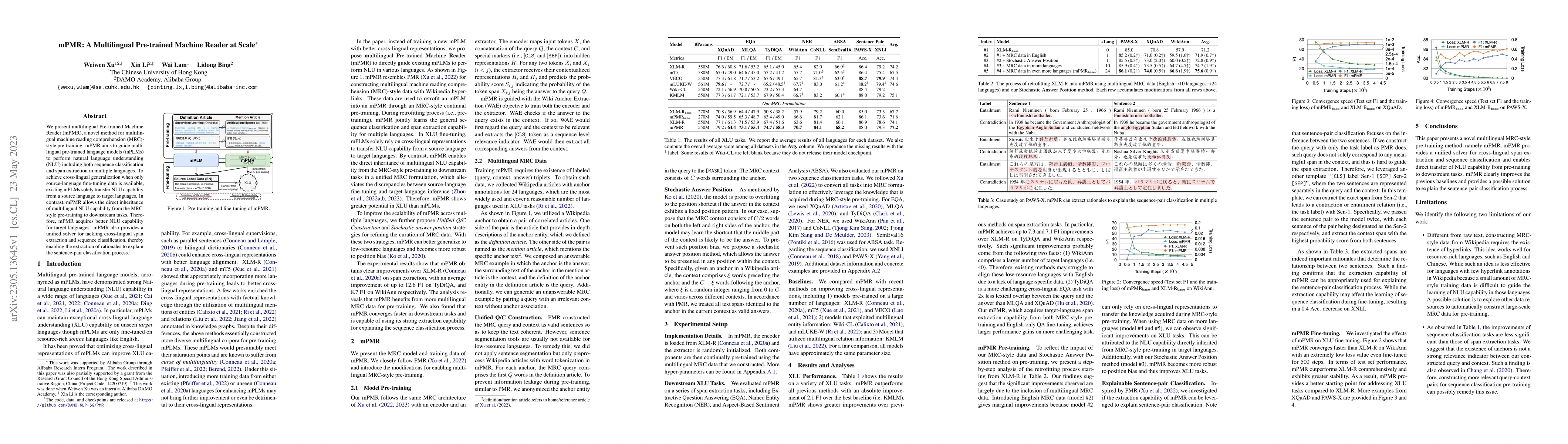 Thumbnail for mPMR: A Multilingual Pre-trained Machine Reader at Scale