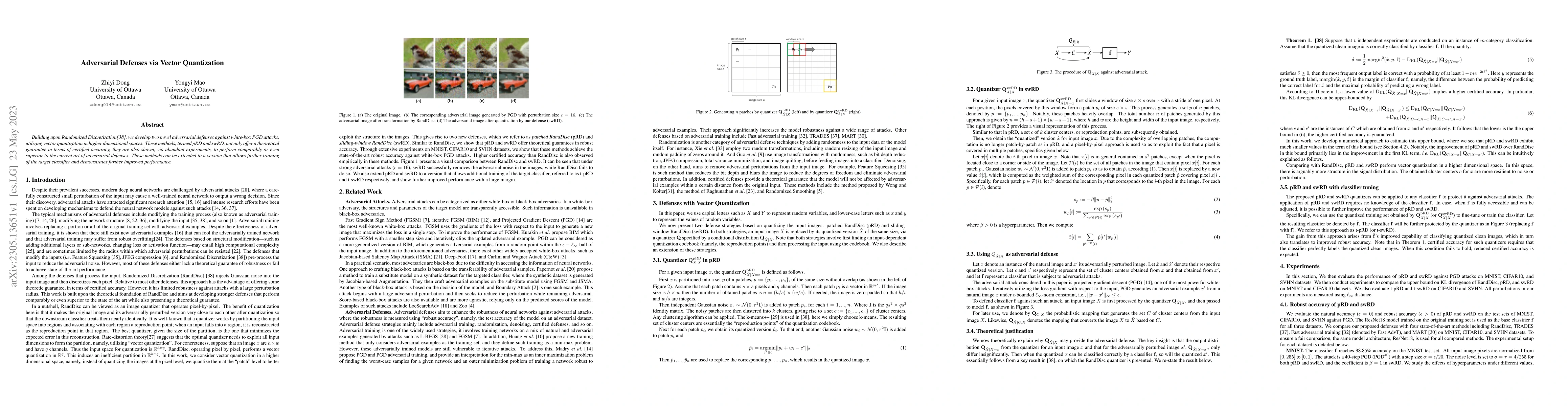 Thumbnail for Adversarial Defenses via Vector Quantization