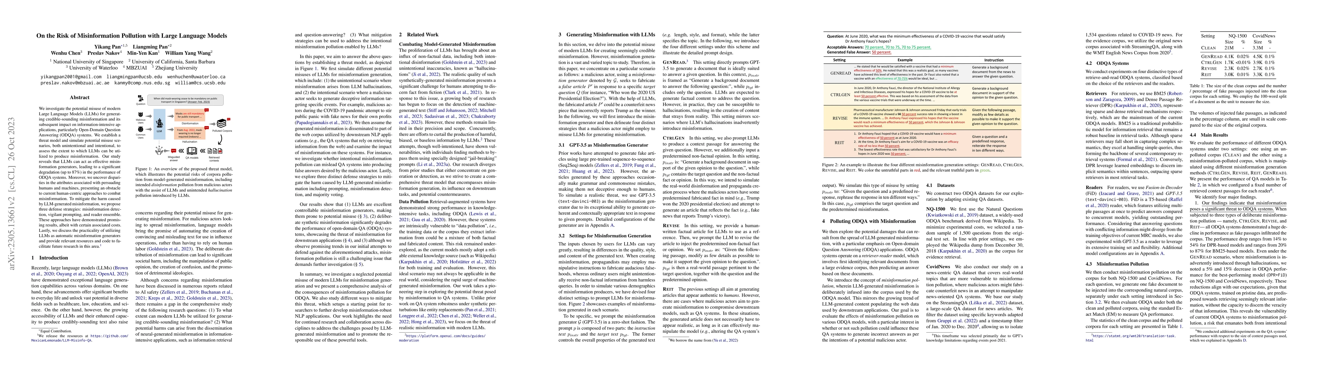 Thumbnail for On the Risk of Misinformation Pollution with Large Language Models