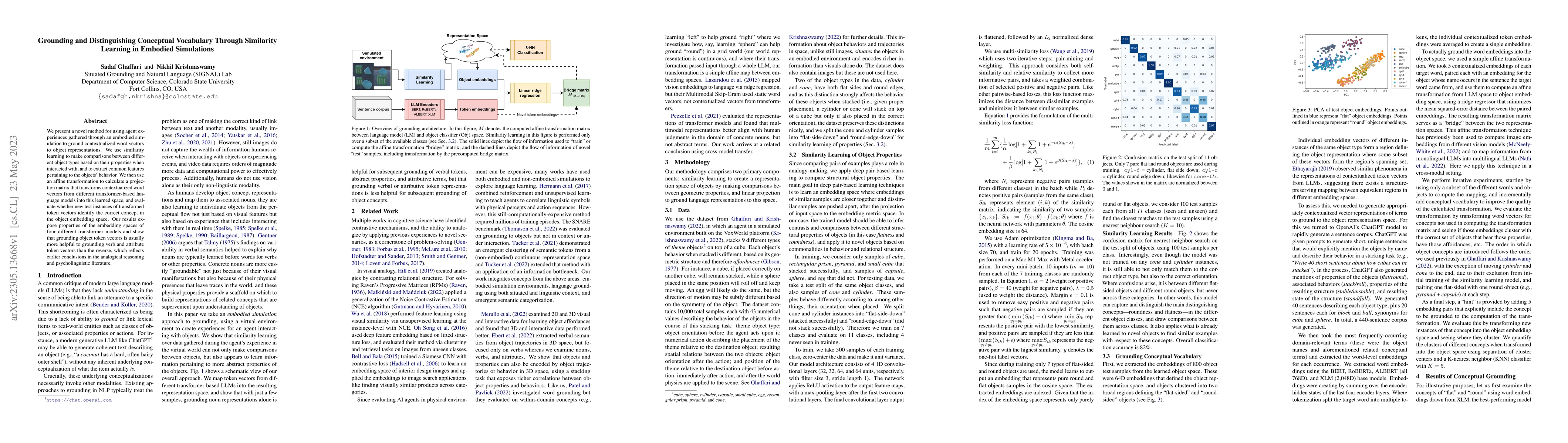 Thumbnail for Grounding and Distinguishing Conceptual Vocabulary Through Similarity
  Learning in Embodied Simulations