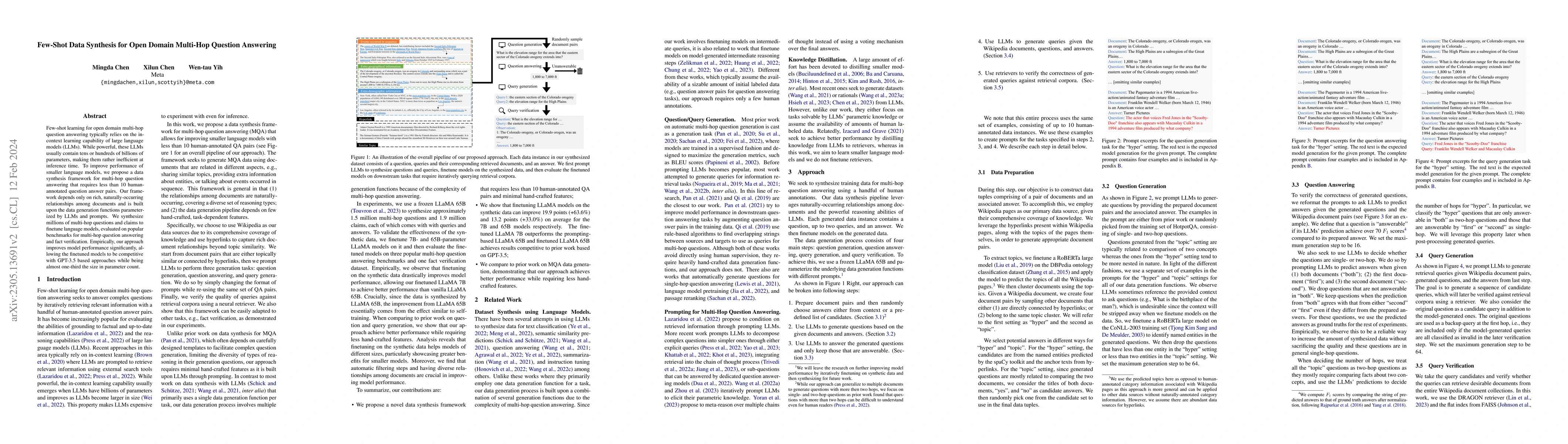 Thumbnail for Few-Shot Data Synthesis for Open Domain Multi-Hop Question Answering