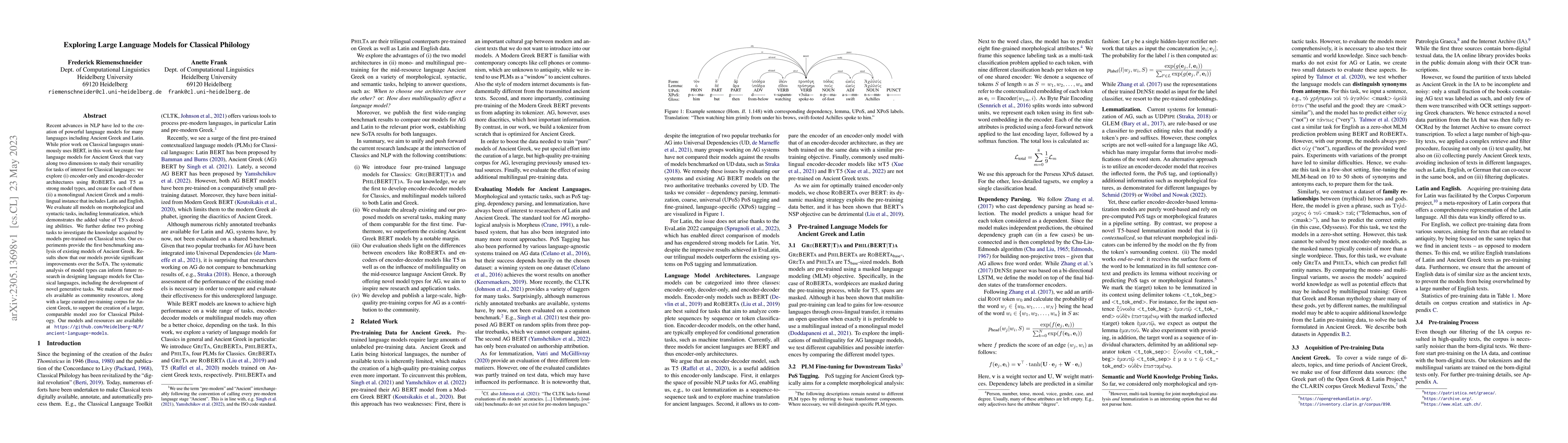 Thumbnail for Exploring Large Language Models for Classical Philology