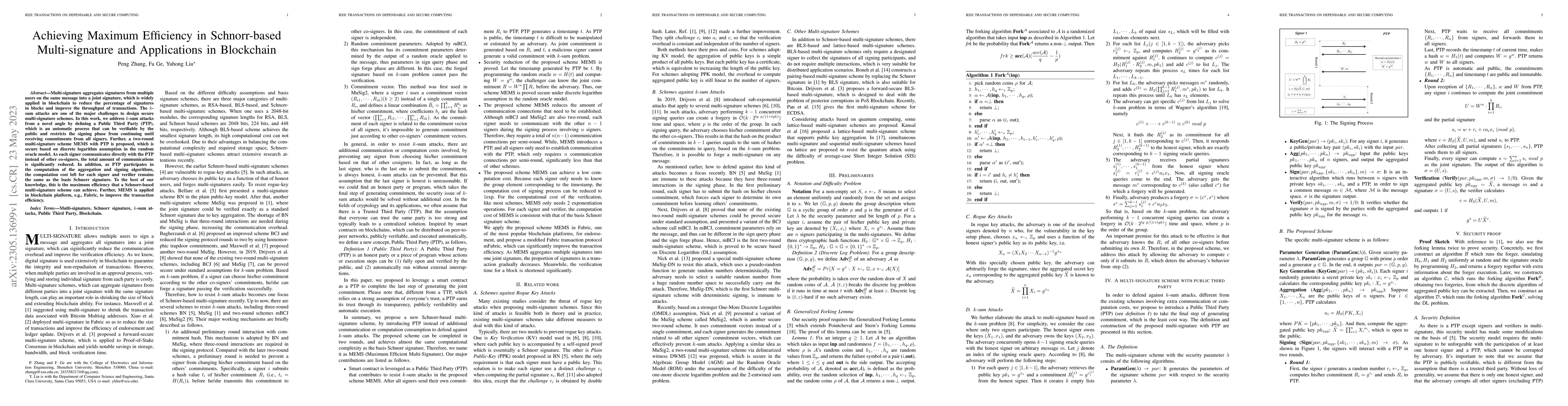 Thumbnail for Achieving Maximum Efficiency in Schnorr-based Multi-signature and
  Applications in Blockchain
