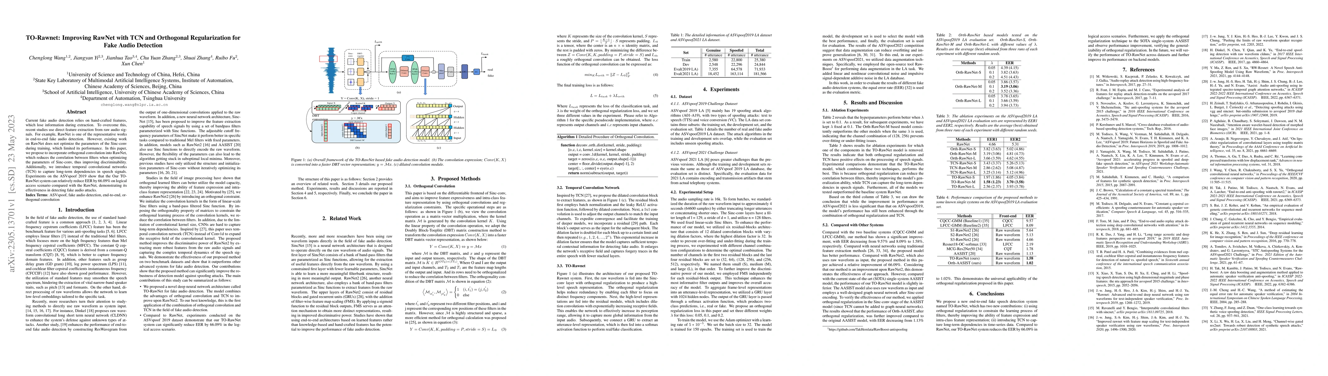 Thumbnail for TO-Rawnet: Improving RawNet with TCN and Orthogonal Regularization for
  Fake Audio Detection
