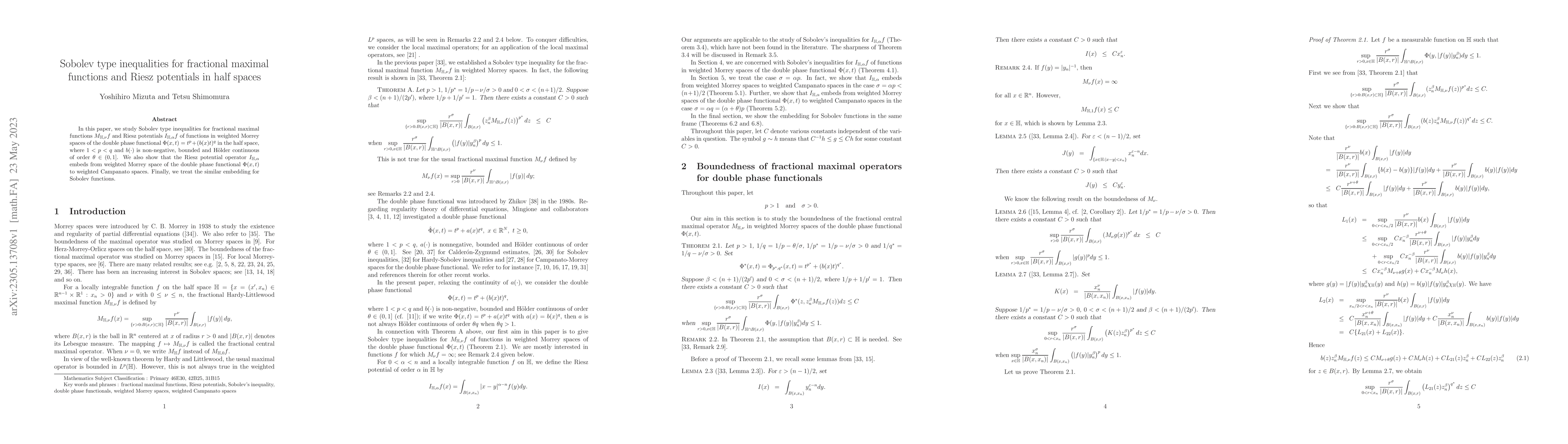 Thumbnail for Sobolev type inequalities for fractional maximal functions and Riesz
  potentials in half spaces