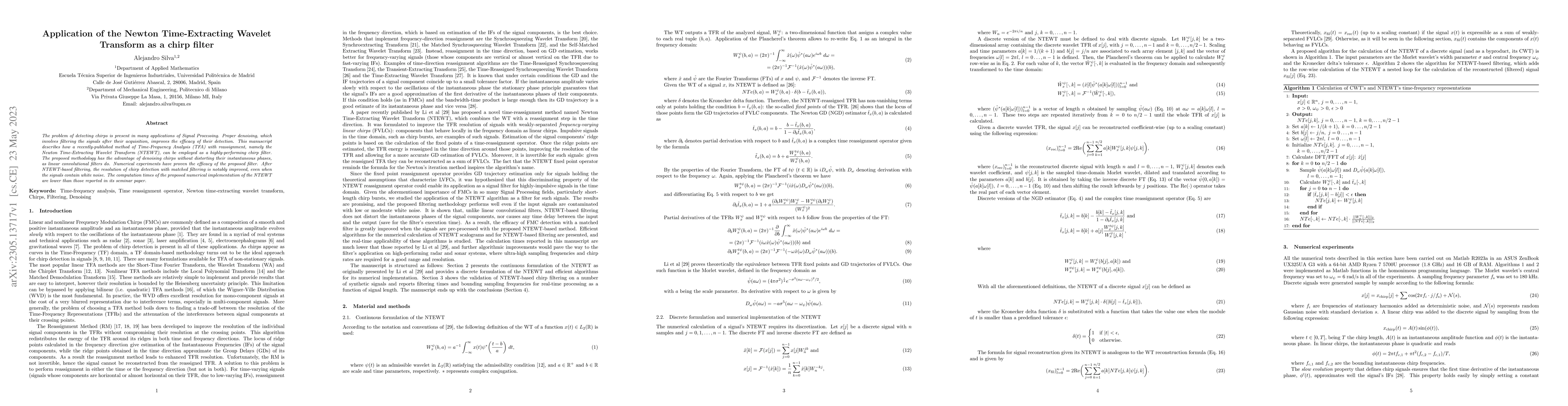 Thumbnail for Application of the Newton Time-Extracting Wavelet Transform as a chirp
  filter