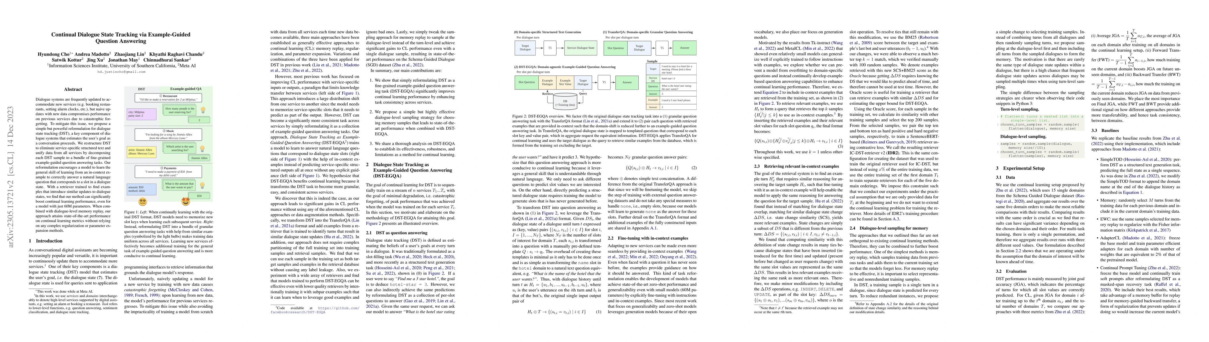 Thumbnail for Continual Dialogue State Tracking via Example-Guided Question Answering