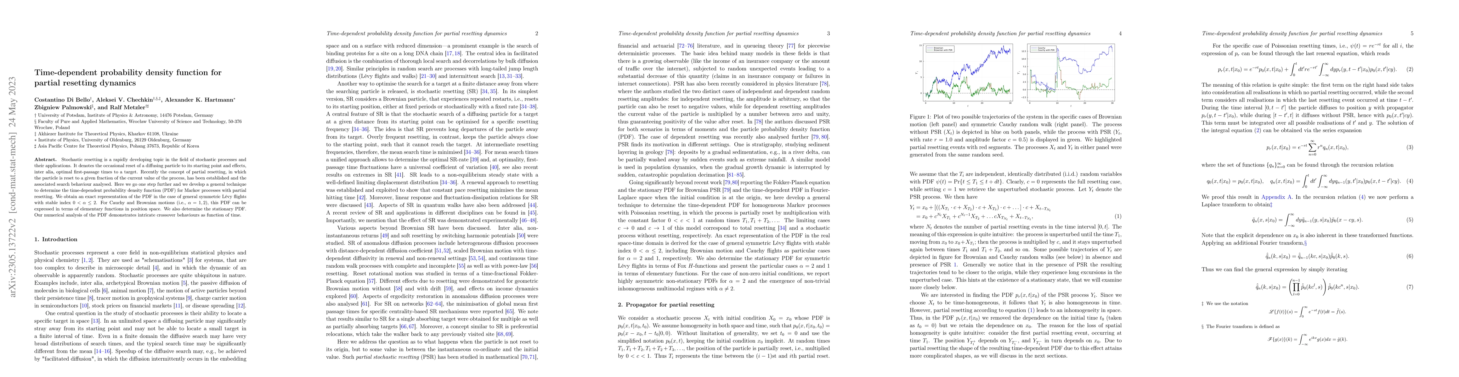 Thumbnail for Time-dependent probability density function for partial resetting
  dynamics
