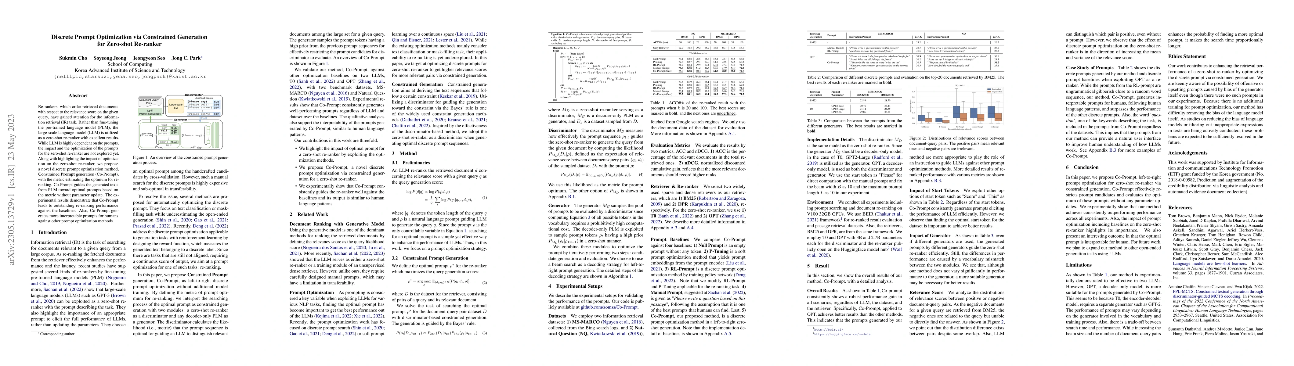 Thumbnail for Discrete Prompt Optimization via Constrained Generation for Zero-shot
  Re-ranker