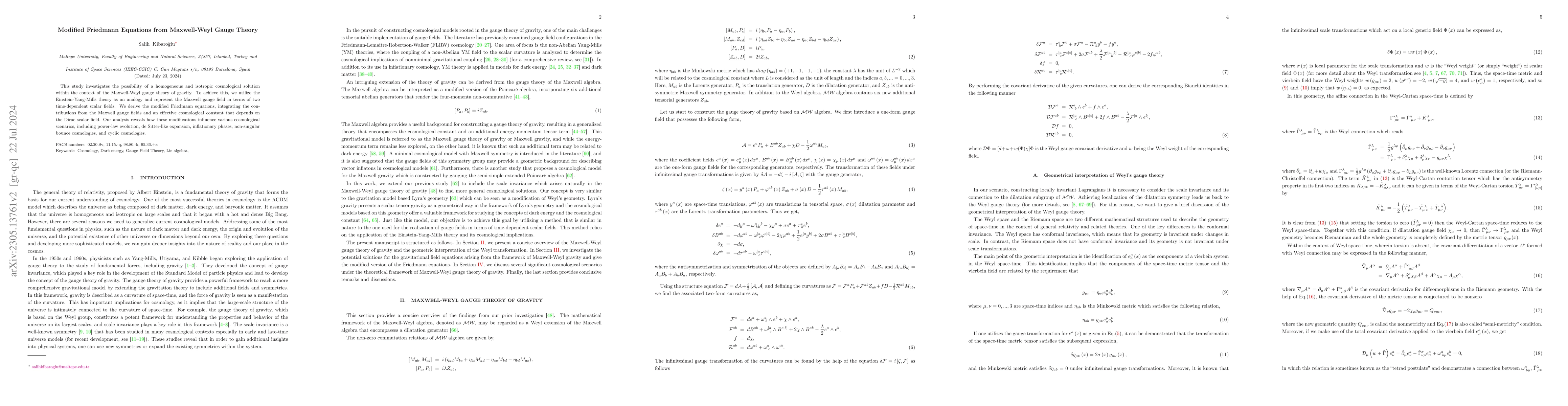 Thumbnail for Modified Friedmann Equations from Maxwell-Weyl Gauge Theory