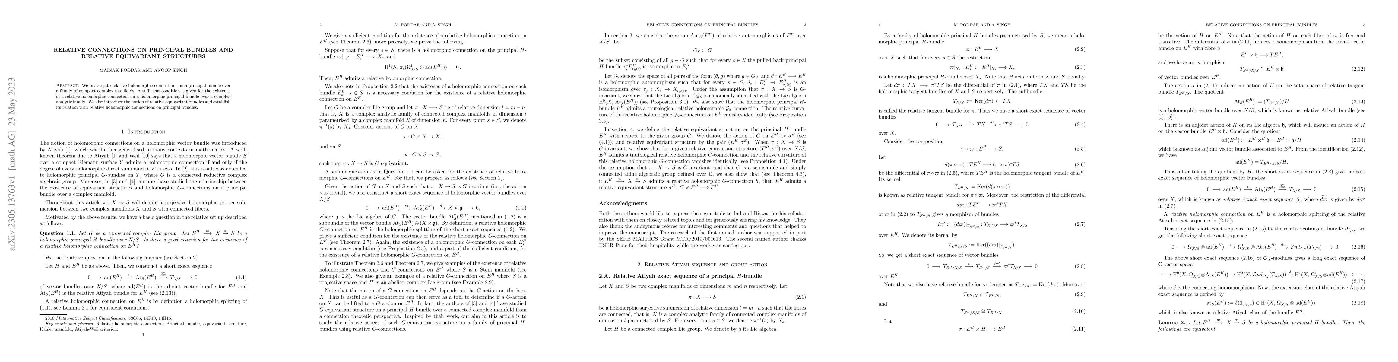 Thumbnail for Relative connections on Principal bundles and relative equivariant
  structures