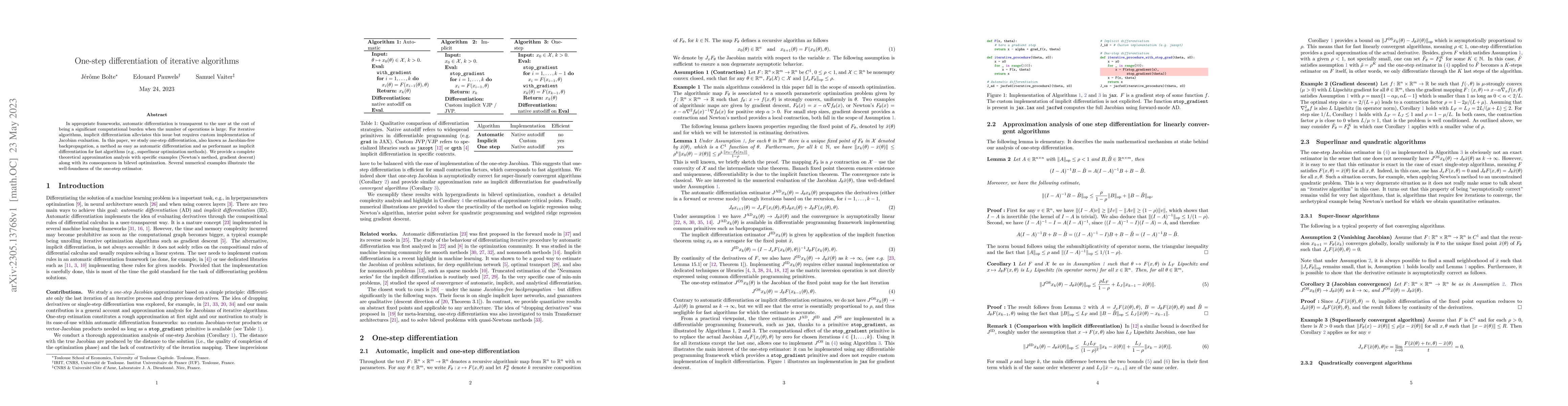 Thumbnail for One-step differentiation of iterative algorithms