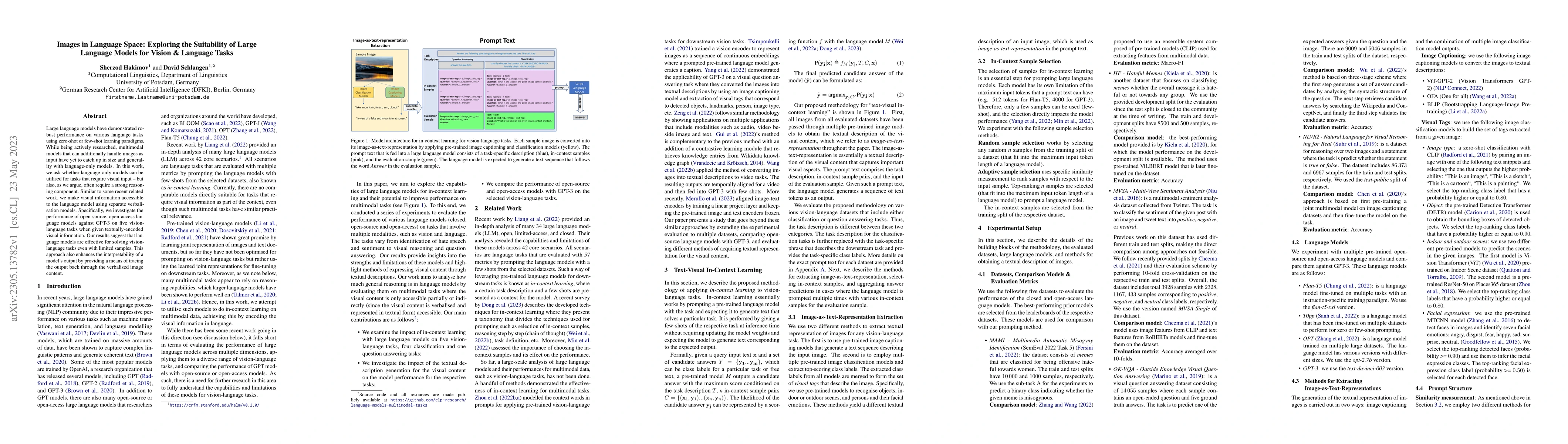 Thumbnail for Images in Language Space: Exploring the Suitability of Large Language
  Models for Vision & Language Tasks