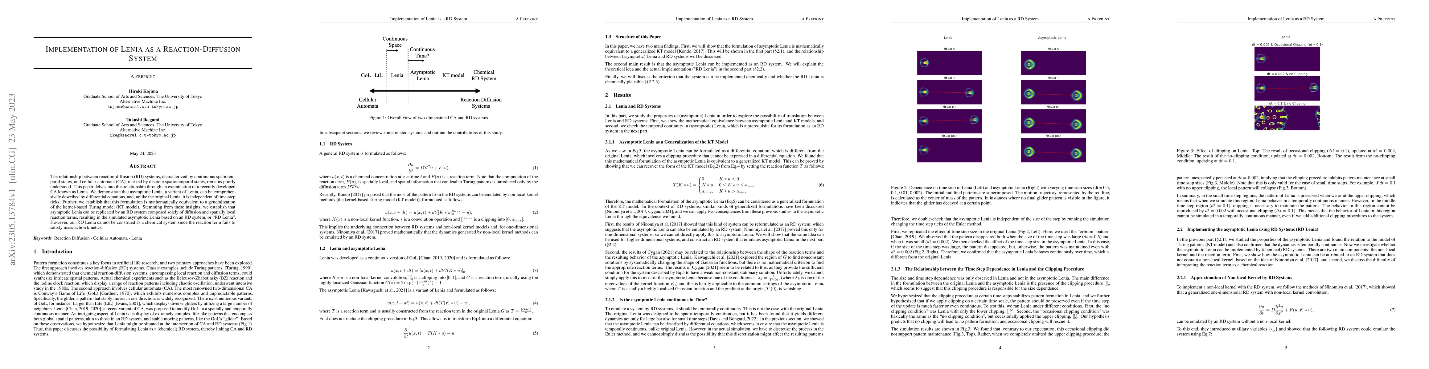 Thumbnail for Implementation of Lenia as a Reaction-Diffusion System