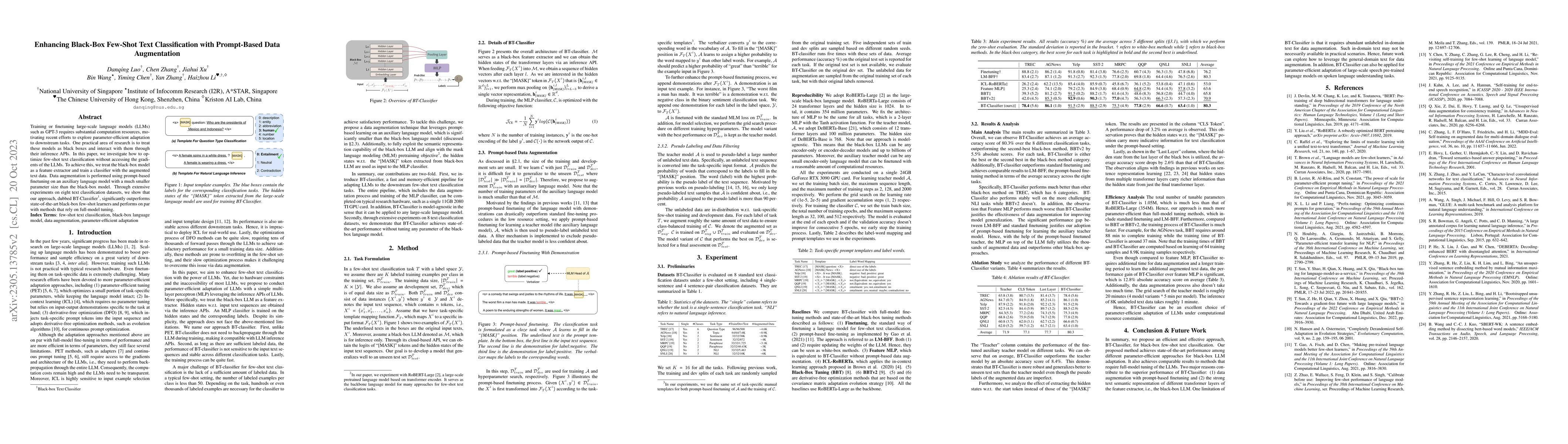 Thumbnail for Enhancing Black-Box Few-Shot Text Classification with Prompt-Based Data
  Augmentation