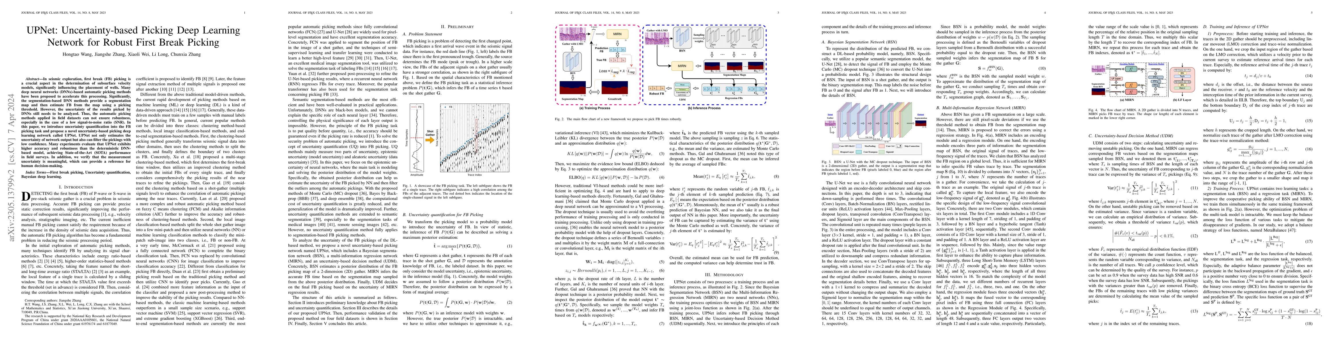 Thumbnail for UPNet: Uncertainty-based Picking Deep Learning Network for Robust First
  Break Picking