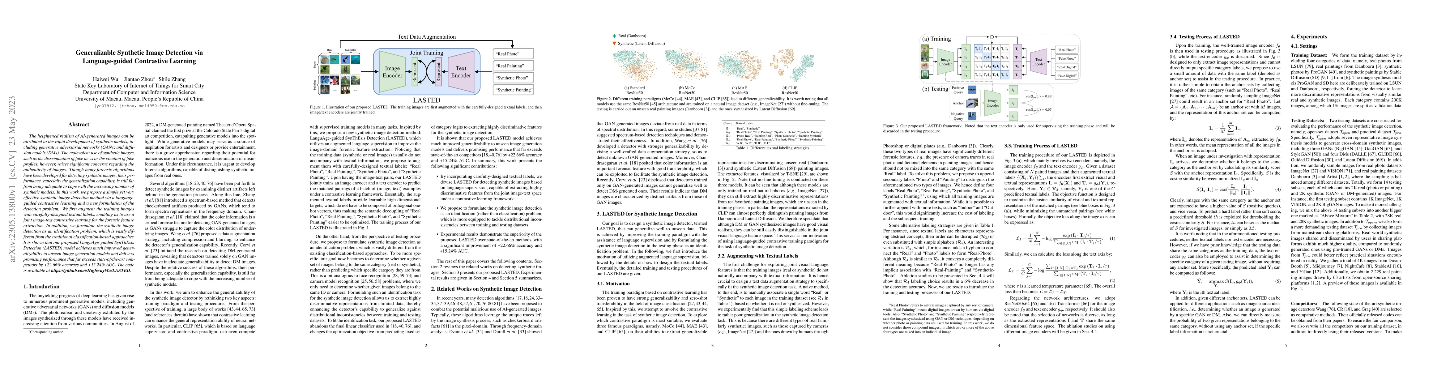 Thumbnail for Generalizable Synthetic Image Detection via Language-guided Contrastive
  Learning