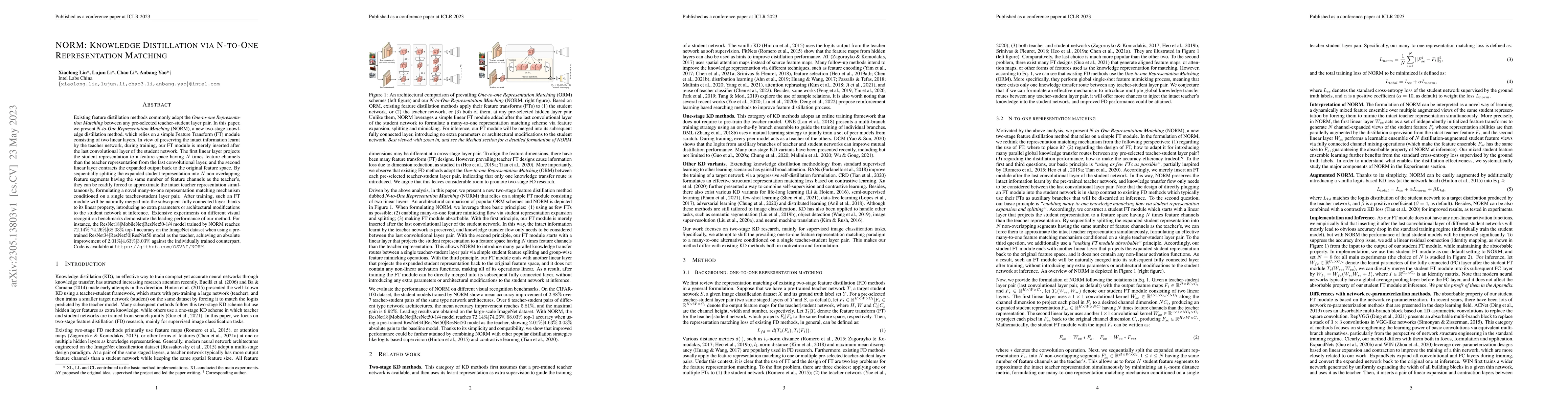 Thumbnail for NORM: Knowledge Distillation via N-to-One Representation Matching