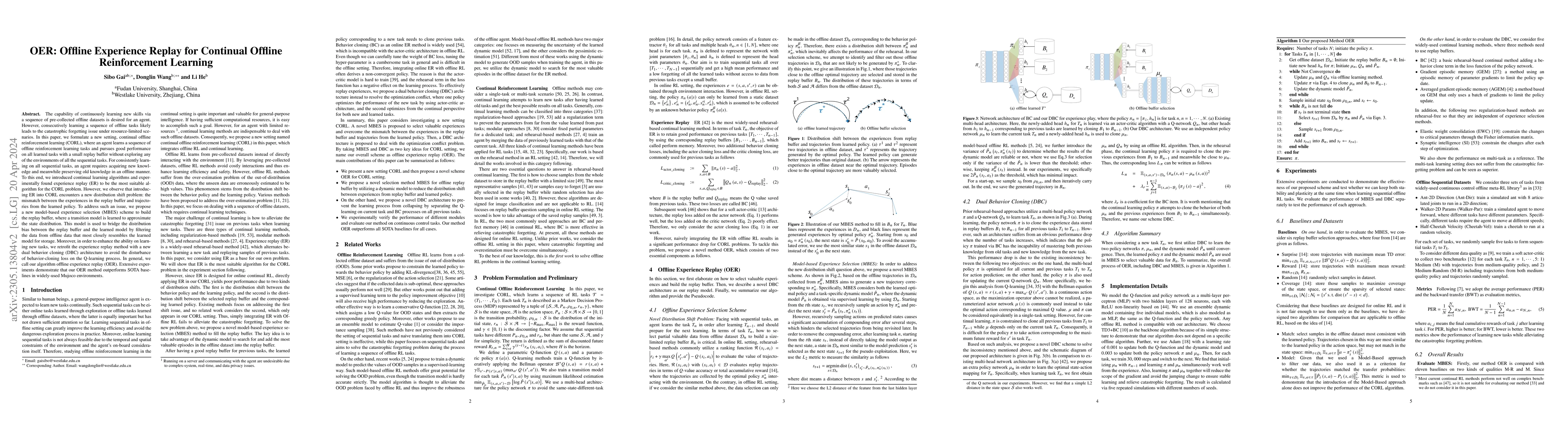 Thumbnail for OER: Offline Experience Replay for Continual Offline Reinforcement
  Learning
