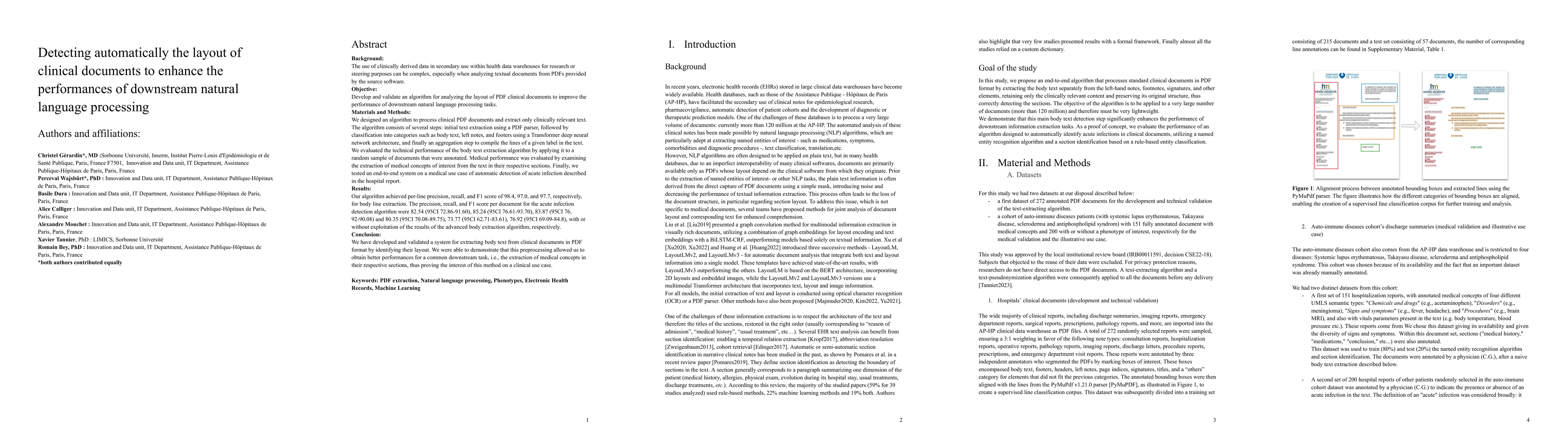 Thumbnail for Detecting automatically the layout of clinical documents to enhance the
  performances of downstream natural language processing