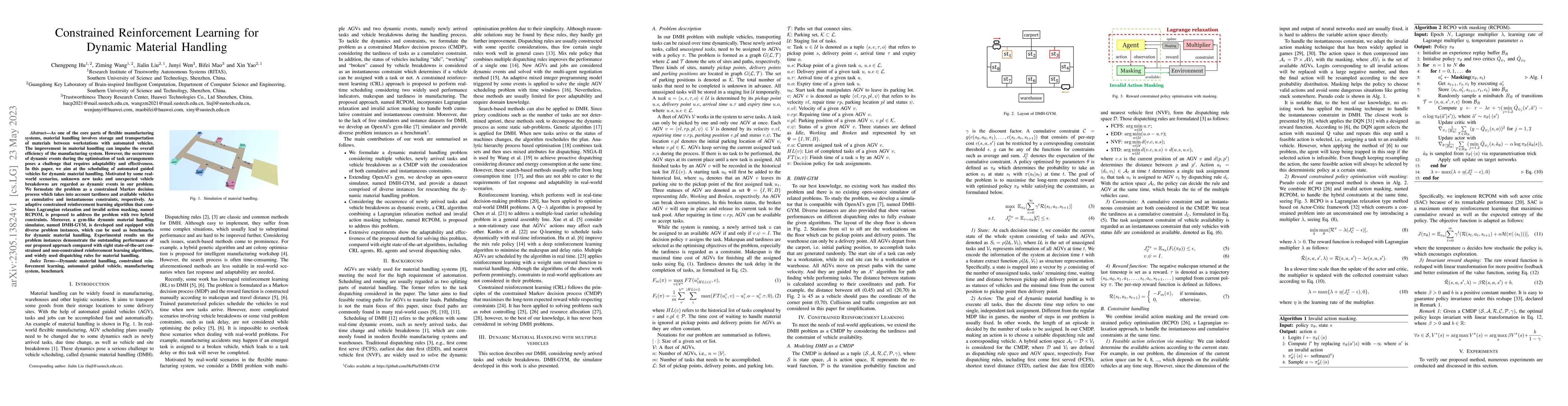 Thumbnail for Constrained Reinforcement Learning for Dynamic Material Handling