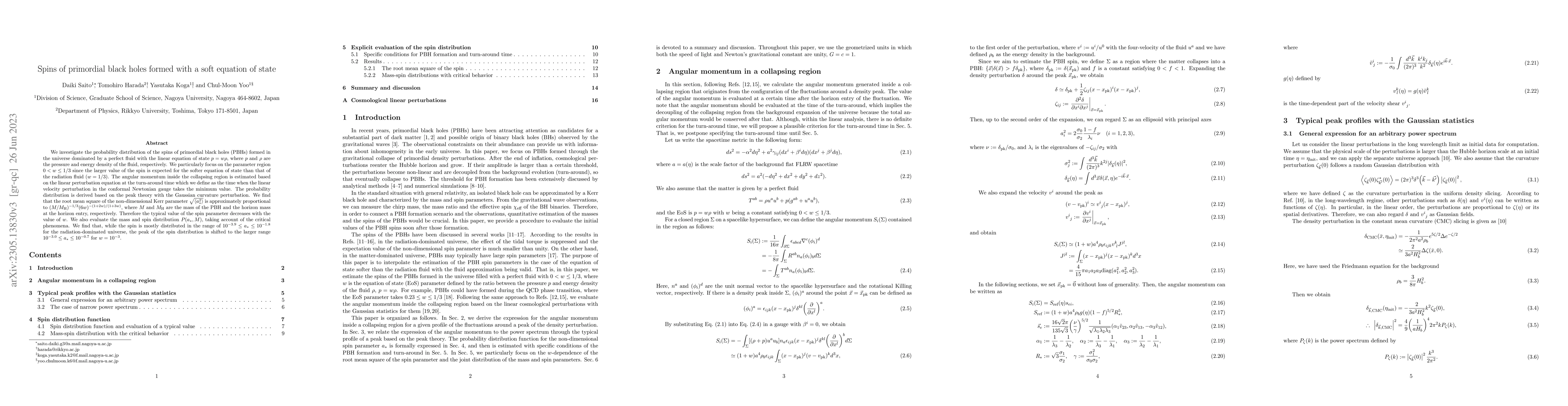 Thumbnail for Spins of primordial black holes formed with a soft equation of state