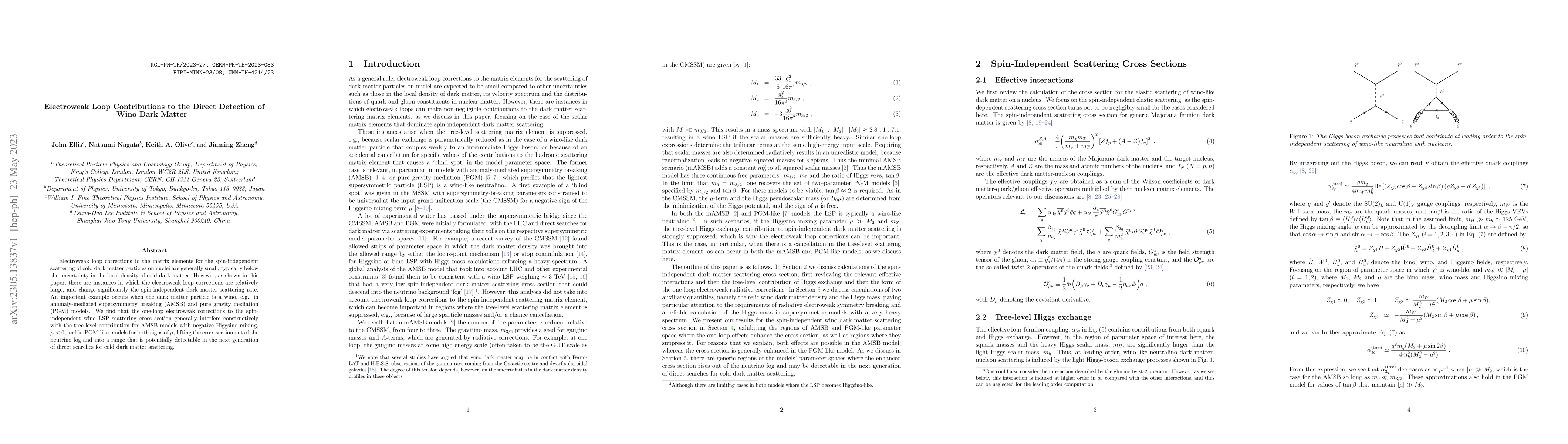 Thumbnail for Electroweak Loop Contributions to the Direct Detection of Wino Dark
  Matter