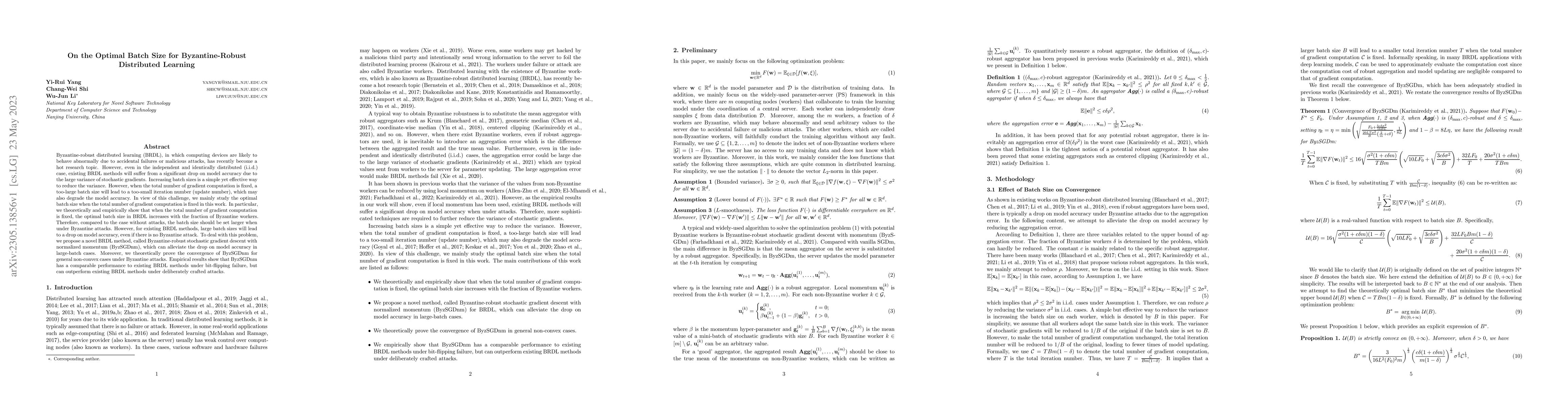 Thumbnail for On the Optimal Batch Size for Byzantine-Robust Distributed Learning