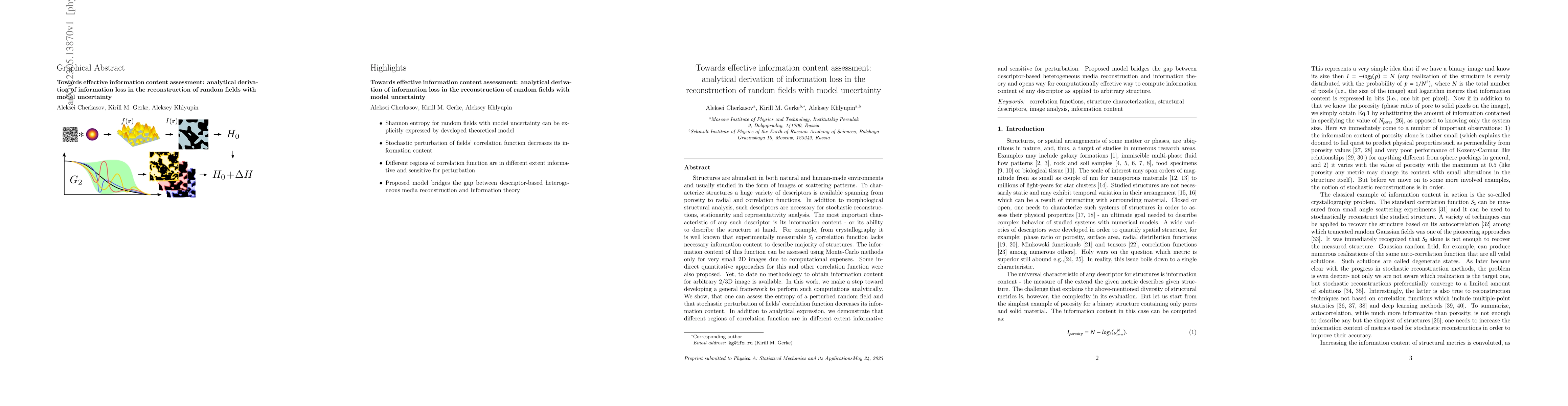 Thumbnail for Towards effective information content assessment: analytical derivation
  of information loss in the reconstruction of random fields with model
  uncertainty